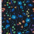 Printed Spandex Ascending Flowers Black and Blue