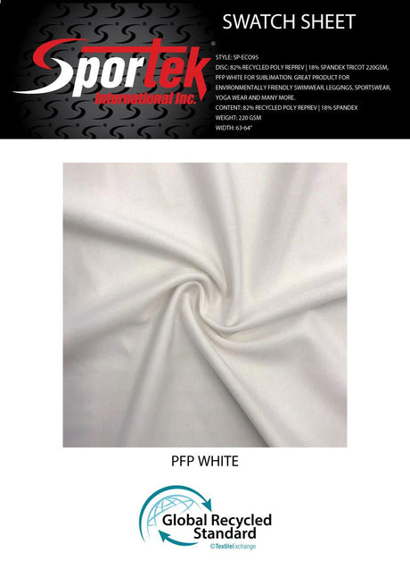 Recycled Spandex Tricot White Sublimation UV50+