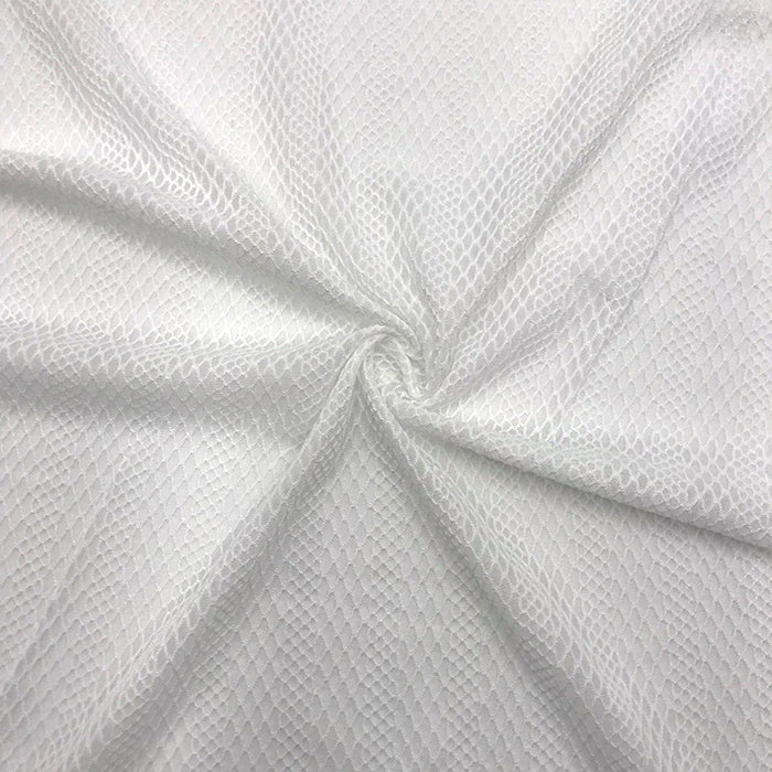 Poly Spandex Mesh Serpent Snake Skin White
