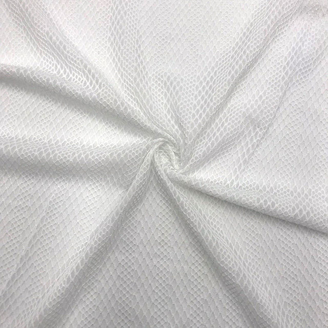 Poly Spandex Mesh Serpent Snake Skin White