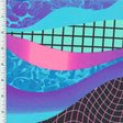 Printed Spandex GEO Waves Black Purple Blue Green