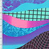 Printed Spandex GEO Waves Black Purple Blue Green
