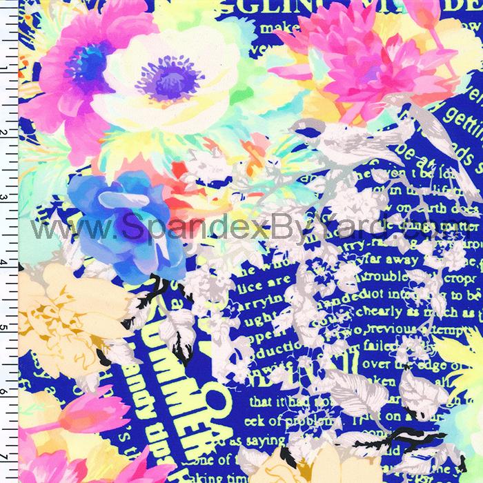 Printed Spandex Floral News Nylon Tricot