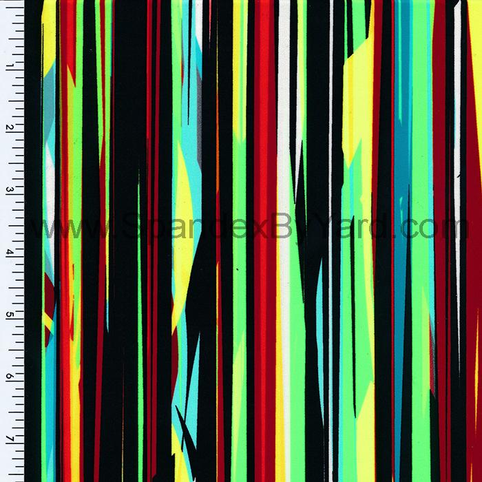 Nylon Spandex Tricot Neon Abstract Stripe Print
