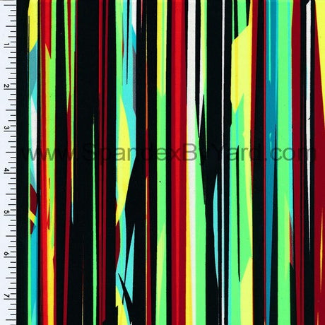 Nylon Spandex Tricot Neon Abstract Stripe Print