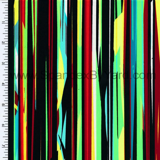 Nylon Spandex Tricot Neon Abstract Stripe Print
