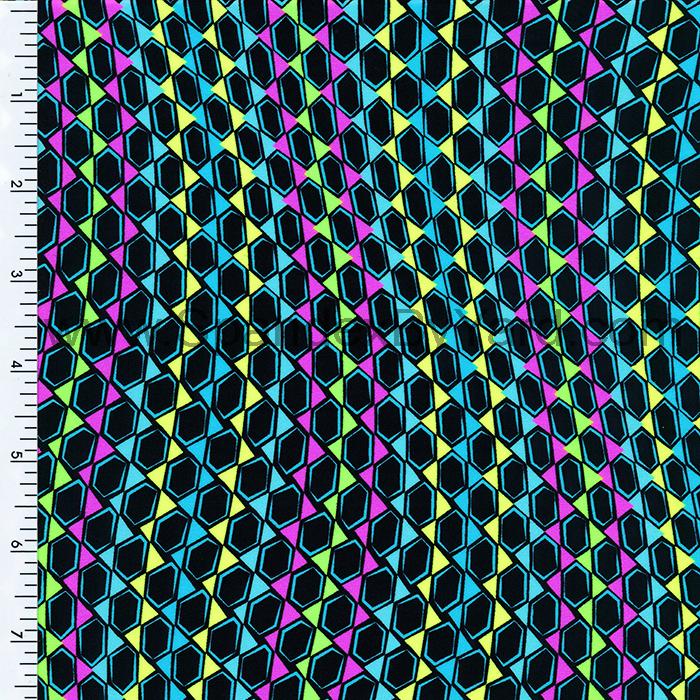 Printed Nylon Spandex Tricot Wet Print Neon Abstract