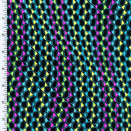 Printed Nylon Spandex Tricot Wet Print Neon Abstract