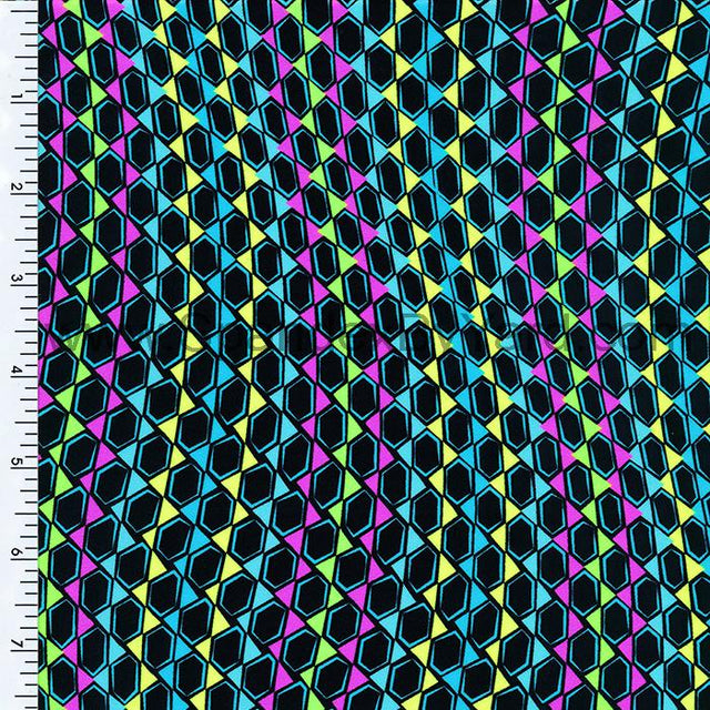 Printed Nylon Spandex Tricot Wet Print Neon Abstract