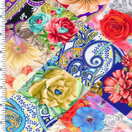 Printed Nylon Spandex Floral Mosaic Swimwear
