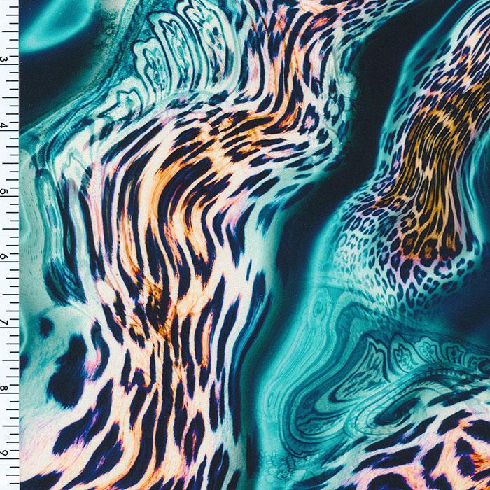 Nylon Spandex Aqua Leopard Print Swimwear Fabric