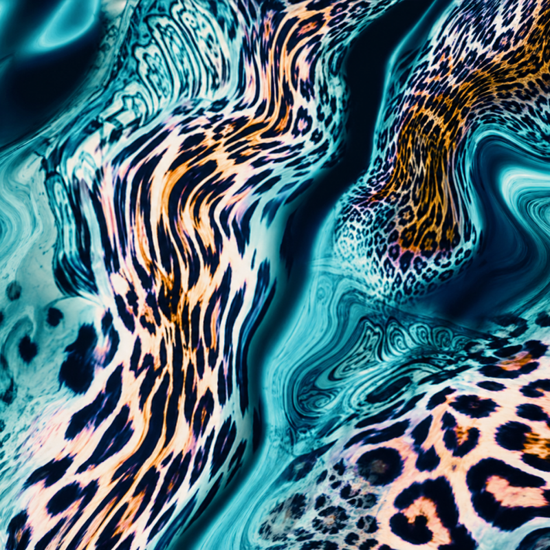 Nylon Spandex Aqua Leopard Print Swimwear Fabric