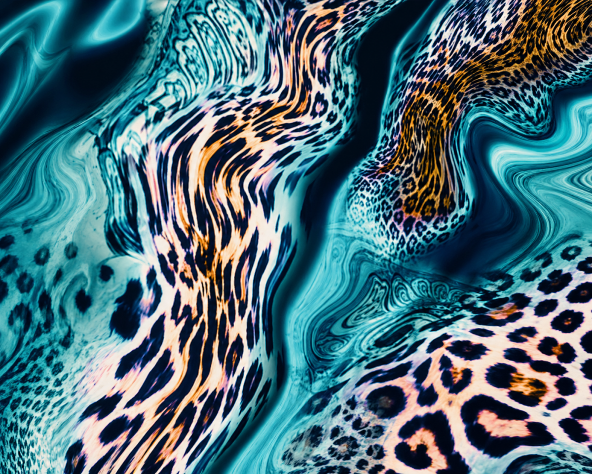 Nylon Spandex Aqua Leopard Print Swimwear Fabric