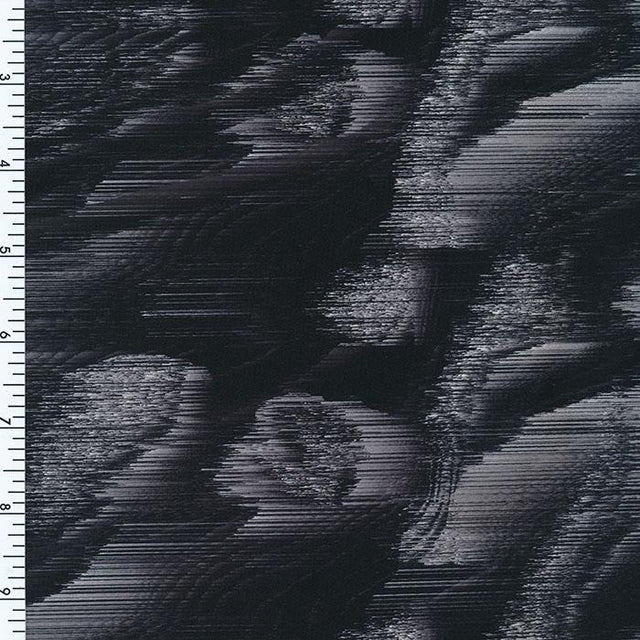 Printed Spandex Grey Black Wet Print