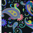 Printed Spandex Royal Paisley Black Green Blue Red