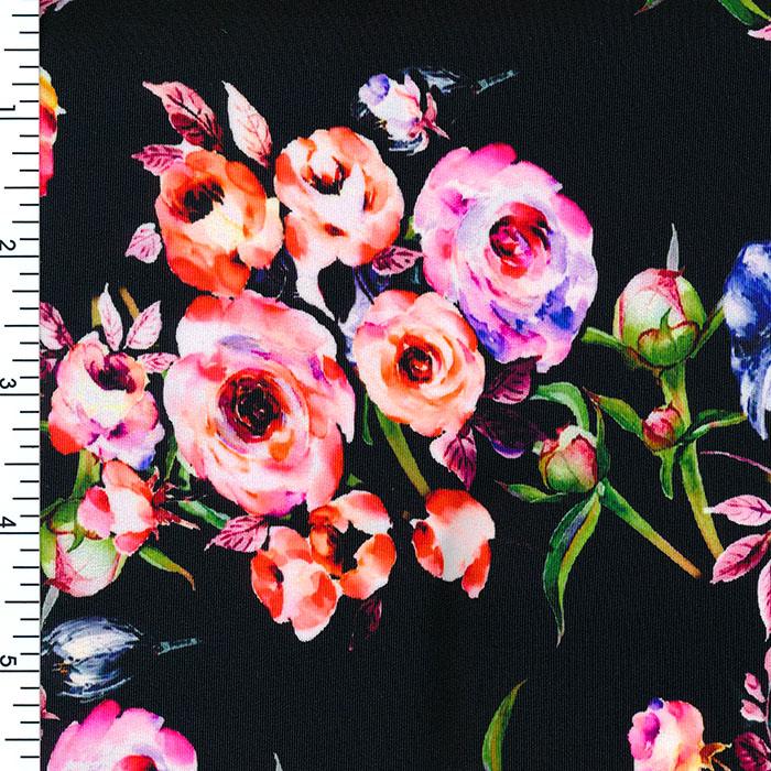 Printed Nylon Spandex Happy Birthday Floral