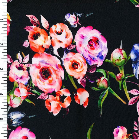Printed Nylon Spandex Happy Birthday Floral