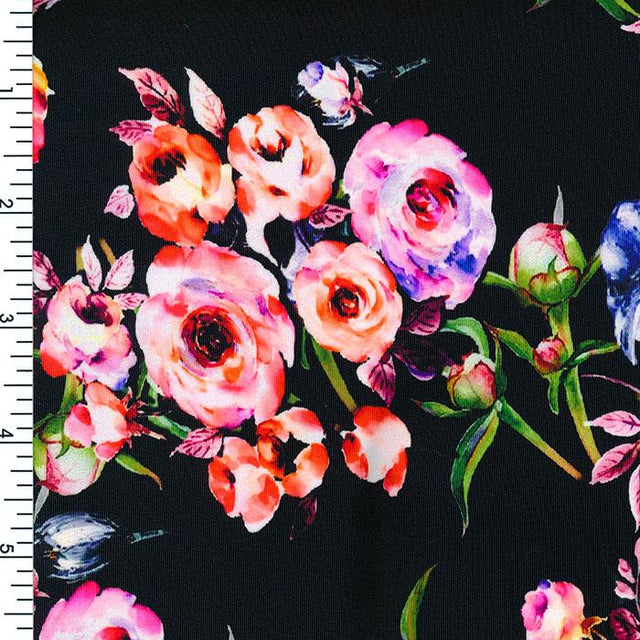 Printed Nylon Spandex Happy Birthday Floral