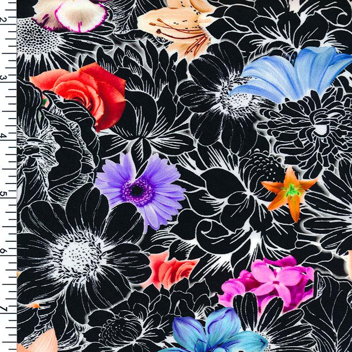 Printed Spandex Midnight Floral Nylon Tricot
