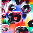 Printed Spandex Floral Coral Pink Blue