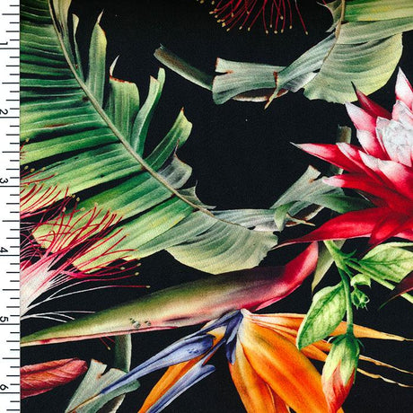 Printed Nylon Spandex Tropical Roses Swimwear Fabric