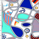Printed Spandex White Blue Red Black