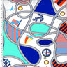 Printed Spandex White Blue Red Black
