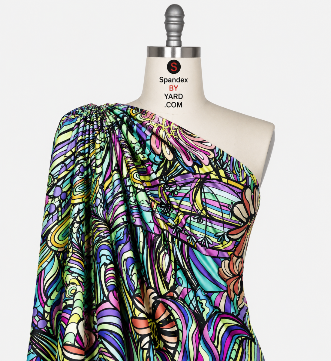 Printed Nylon Spandex Bohemian Floral Swirl