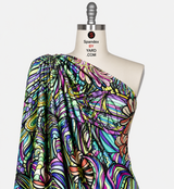 Printed Nylon Spandex Bohemian Floral Swirl