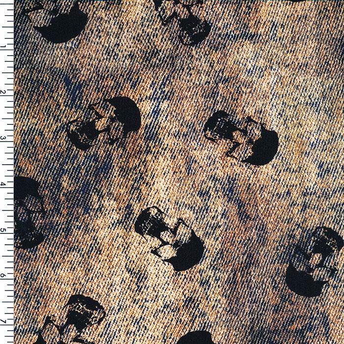 Printed Spandex Denim Skull Nylon Spandex
