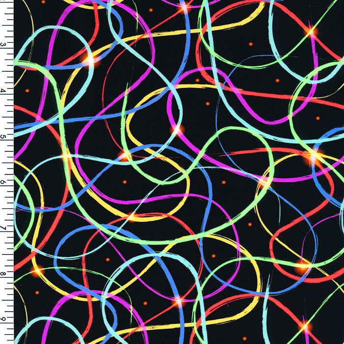 Printed Spandex Cosmic Dance Black Multi