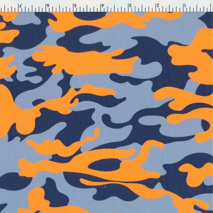 Nylon Spandex Wet Print Neon Orange Camouflage