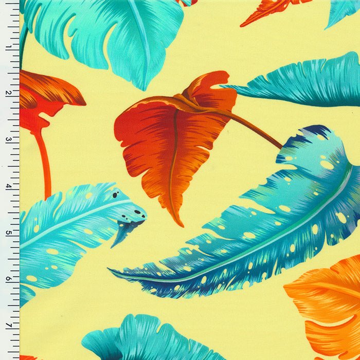 Nylon Spandex Leaf Print Swimwear Fabric