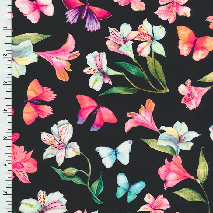 Printed Nylon Spandex Floral Wet Print