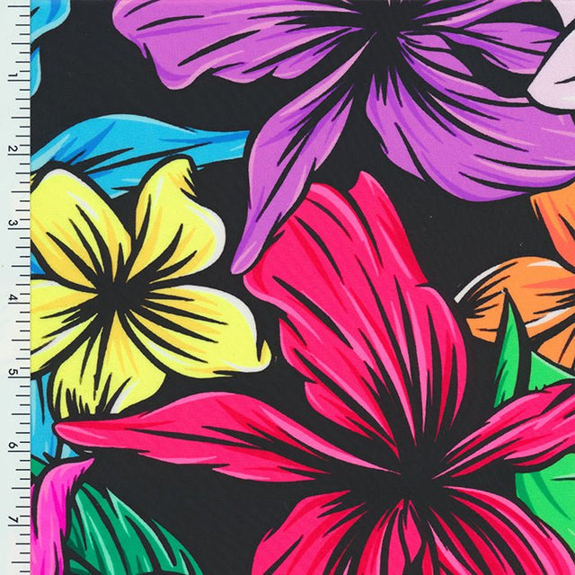 Printed Nylon Spandex Picasso Garden Floral Swimwear Fabric