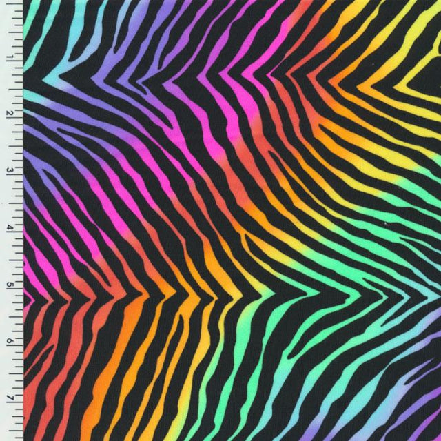 Printed Spandex Rainbow Zebra Swirl Swimwear