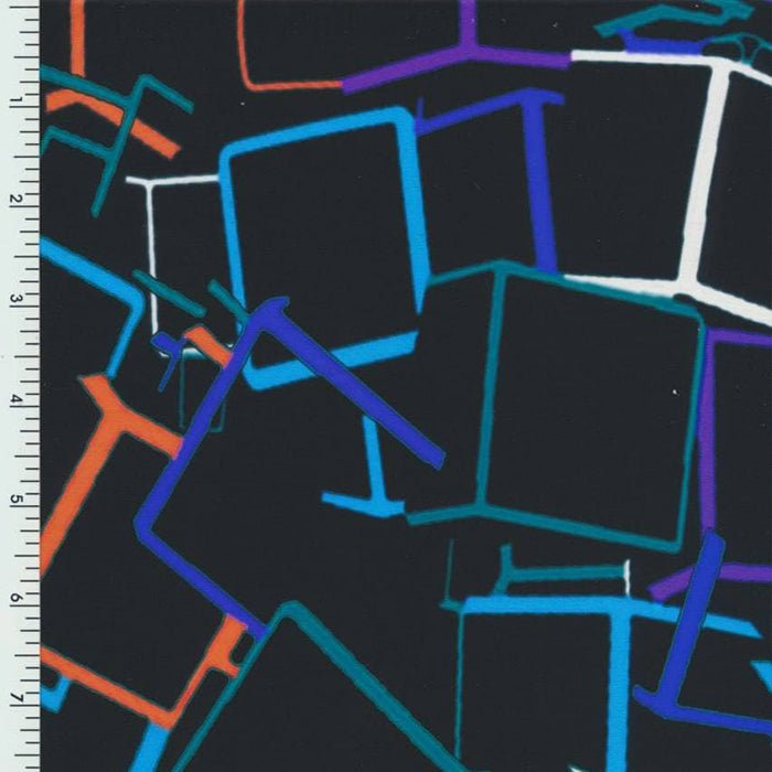 Printed Spandex 3D Boxes Black/Green/Purple/White