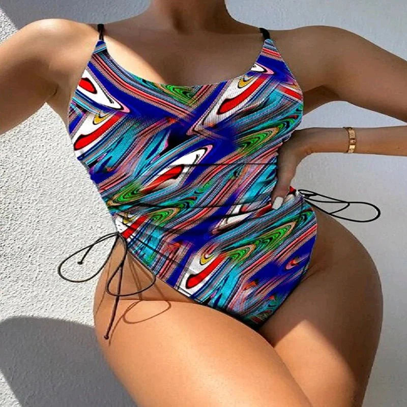Printed Nylon Spandex Aquatic Blue Wet Print