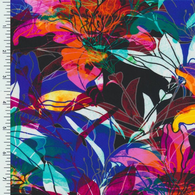 Printed Spandex Abstract Jungle Floral