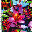 Printed Spandex Neon Tropical Paradise Bloom