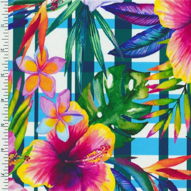 Printed Spandex Tropical Abstract