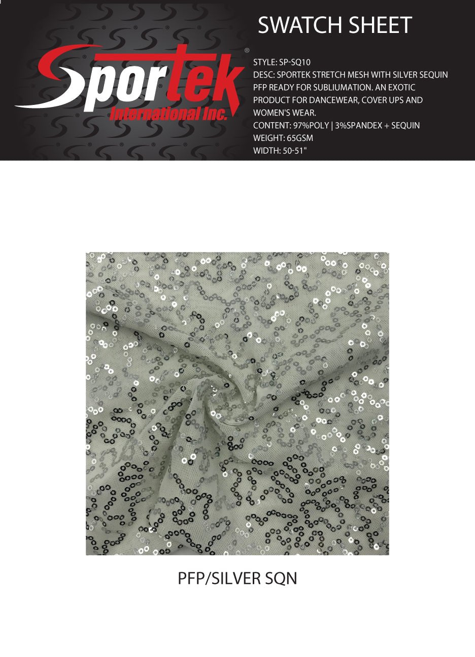 Stretch Mesh Silver Sequin Fabric