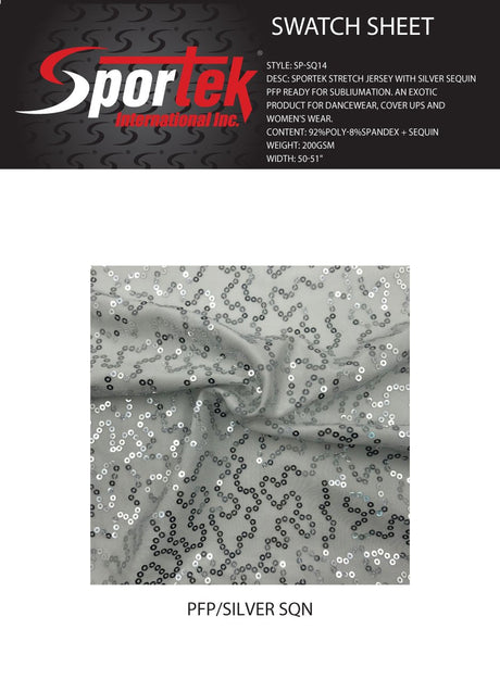 Sequin Stretch Jersey Silver Fabric
