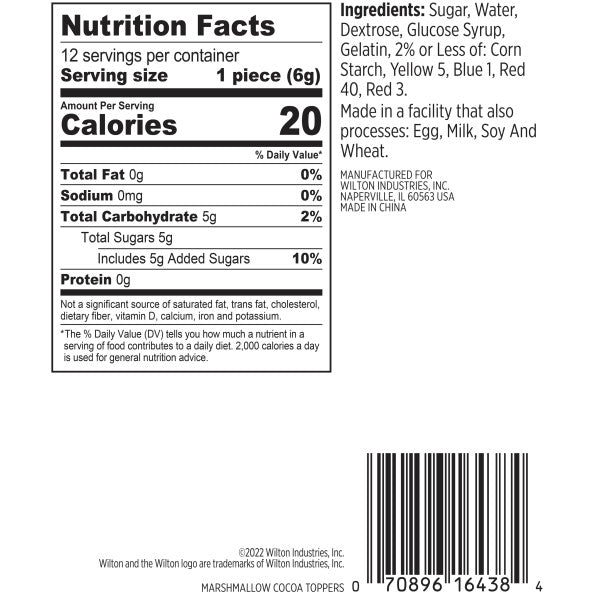 Wilton Marshmallow Edible Hot Cocoa Snowman Drink Toppers, 2.5 oz., 12-Count