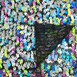 Space Jam Stretch Mesh Sequin Fabric - Black/Lime/Gunmetal, Purple/Pink/Gunmetal, 45" Width (1 Yard)