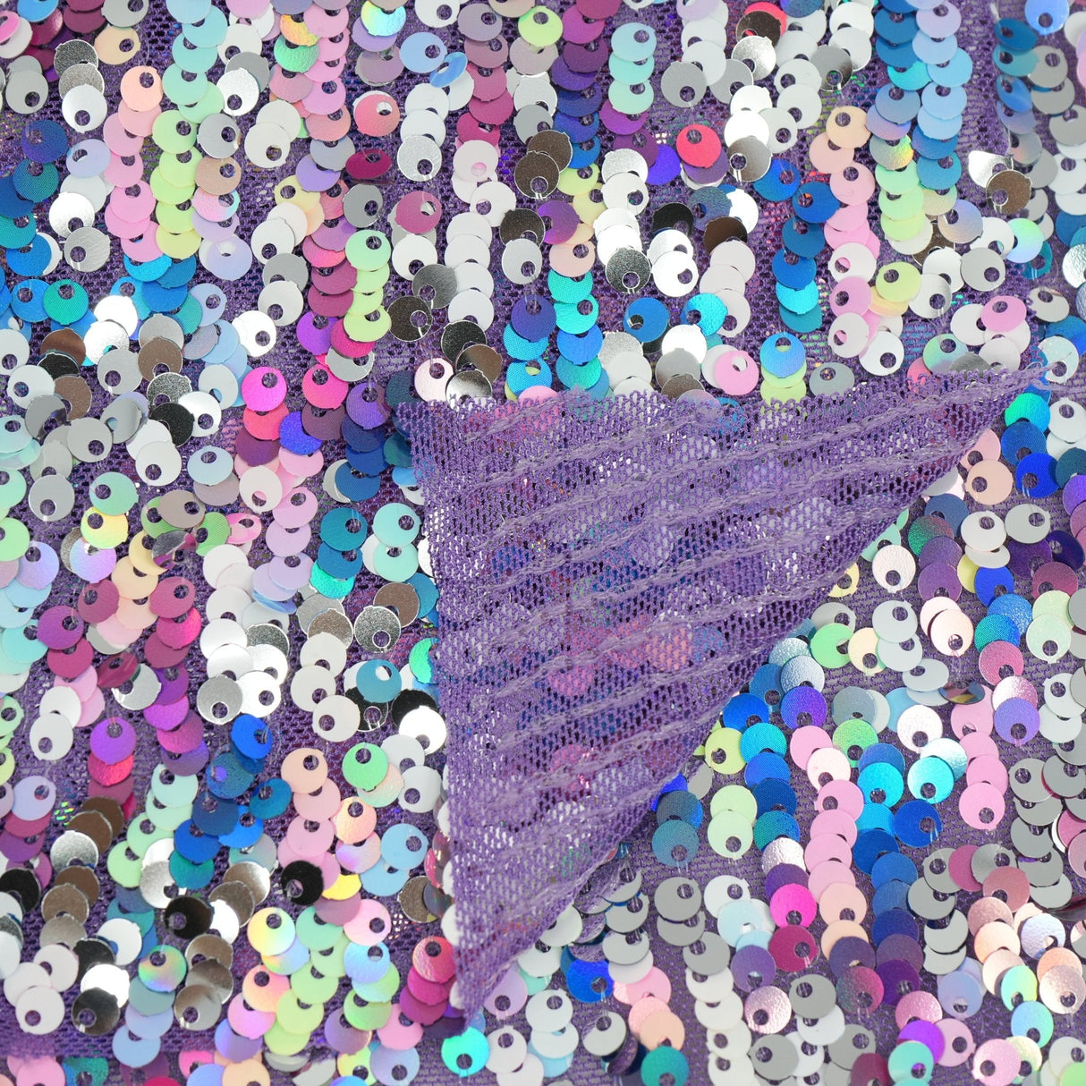 Space Jam Stretch Mesh Sequin Fabric - Black/Lime/Gunmetal, Purple/Pink/Gunmetal, 45" Width (1 Yard)
