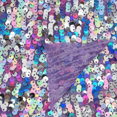Space Jam Stretch Mesh Sequin Fabric - Black/Lime/Gunmetal, Purple/Pink/Gunmetal, 45" Width (1 Yard)