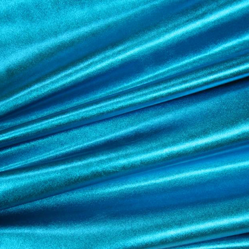1 Yard Stretch Poly Spandex Foil Fabric Turquoise Apparel Dance Costume Material 58/60 Inches Width