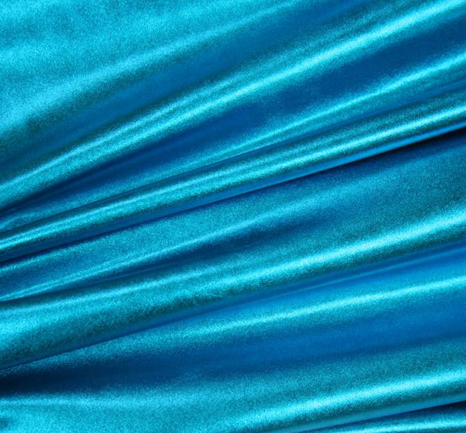 Poly Spandex Fabric - All Over Foil Solid Turquoise, 58/60" Width