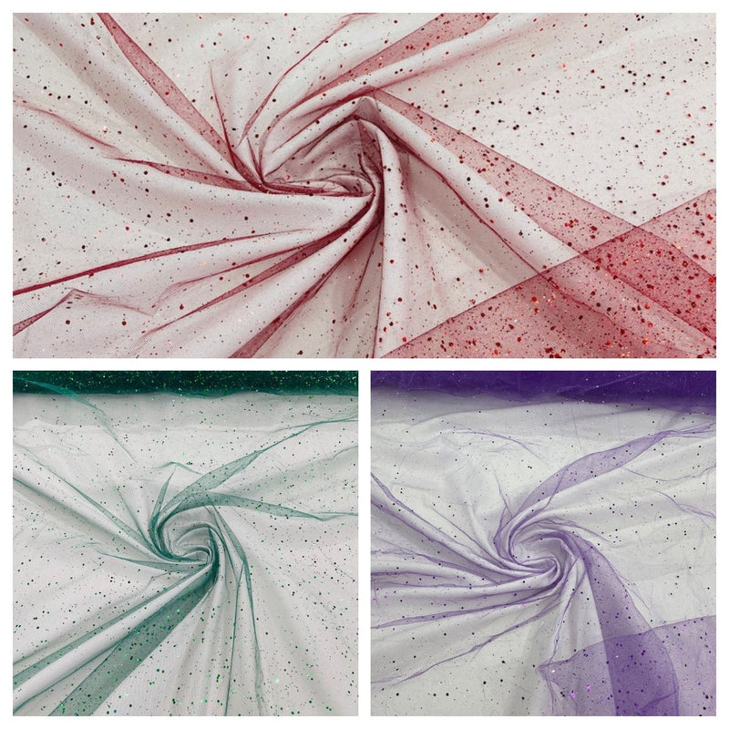 Sparkle Glitter Tulle Mesh Fabric - Iridescent Sparkle, 58" Width (1 Yard)